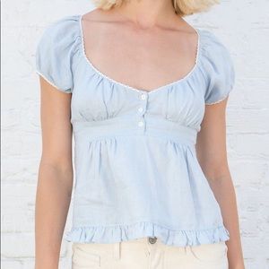 Brandy Melville Blair Top Baby Blue Linen